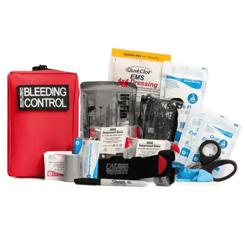 Red Scherber Public Access Bleeding Control Kit with emergency trauma supplies