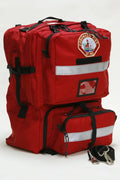 Red Coronado Fire first aid bag with county bag design and two internal storage compartments