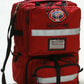 Red fire department backpack with two internal storage compartments in the Ruffian Out of County Bag Standard Size