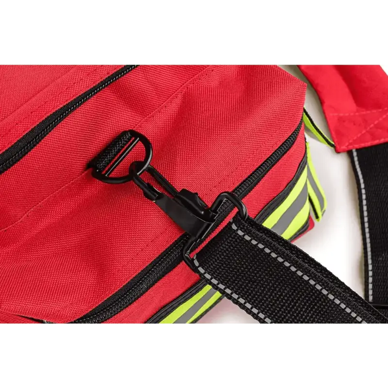 Red duffel bag with black straps for Scherber Basic Responder Trauma Kit - Fully Stocked