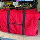 Red duffel bag with gray straps designed for Academy Turnout Bag and turnout bag use