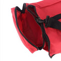 Red duffel bag with open pocket from Fully Stocked EMT Trauma Kit for first responders