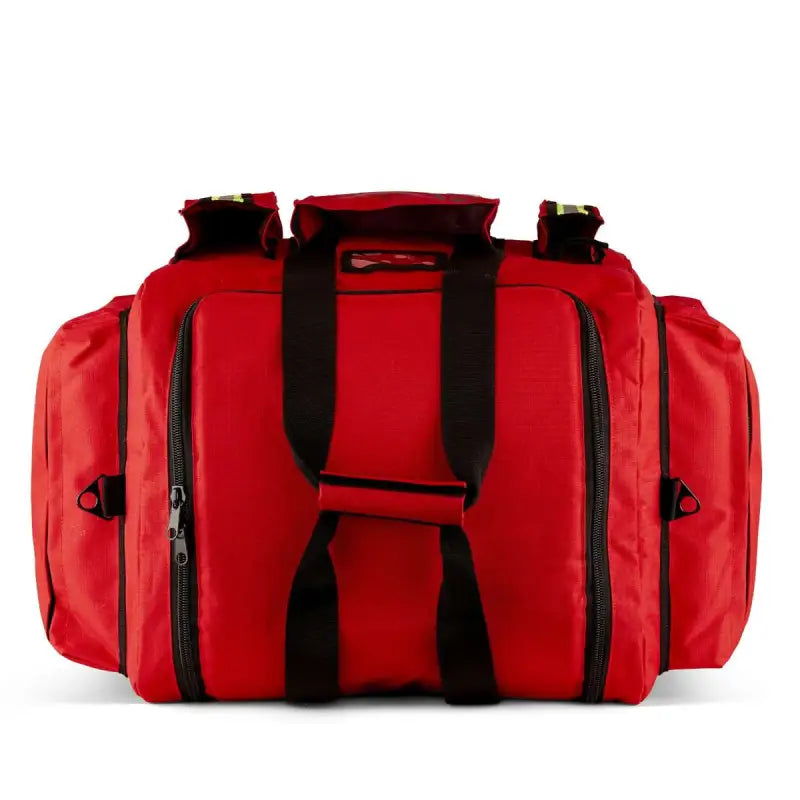 Red duffle bag with compartments, ideal for Firefighter XXL Turnout Gear Bag