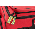 Red emergency medical bag with reflective pulls for Scherber Ultimate Responder Trauma Kit