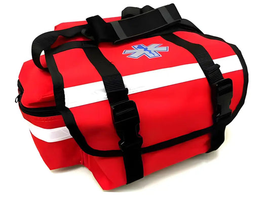 Red LINE2design Emergency Medical bag with white stripes for first aid supplies