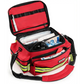 Red emergency medical response bag with reflective stripes in Scherber Basic First Responder Trauma Kit - Fully Stocked