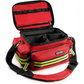 Red Scherber Basic First Responder Trauma Kit with reflective stripes and multiple compartments