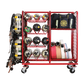 Red fire equipment storage cart for multiple purpose storage in the Multiple Purpose Storage System