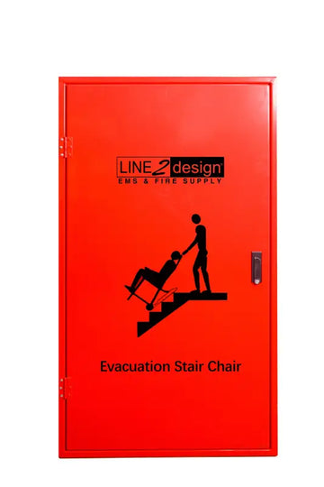 Line2design evacuation stair chair cabinet for secure stair chair storage