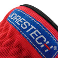 Red fabric and blue label of Touchscreen Safety Work Gloves pack of 3 for optimal use