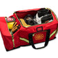 Red 3XL Turnout Gear Bag with reflective stripes and fire department emblem, shoulder strap