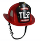 Red Phenix TL2 Leather Helmet with black chin strap, featuring NFPA compliant design