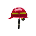 Red Bullard Wildland Fire Helmet in cap style with hi-viz lime yellow stripe