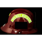 Red firefighter helmet with HELMET ROCKER text for IdentiFire™ USAR Helmet Rockers