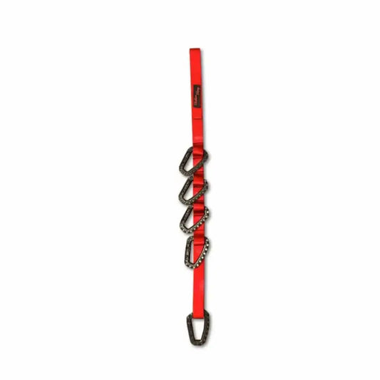 Red Station Strap Red with multiple carabiners for climbing and outdoor adventures