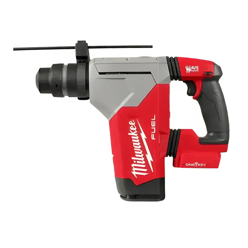 Red and gray Milwaukee FUEL cordless rotary hammer drill, model 2915-20 M18