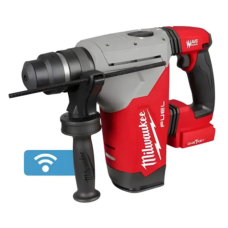 Red and gray Milwaukee 2915-20 M18 Fuel 1-1/8’’ SDS Plus Rotary Hammer drill