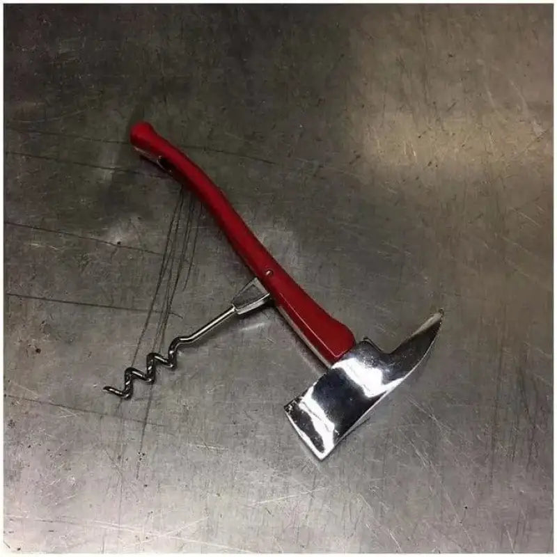 Red-handled corkscrew and bottle opener from Set of Irons - Red/Red for first responders