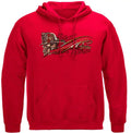 Red hooded sweatshirt from the Firefighter Skull American Classic Premium T-Shirt collection