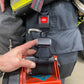 Red hydraulic jack with black safety strap, ideal for use with Flashlight Strap-FFFS