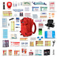Red medical backpack with supplies, tactical trauma kit for emergency preparedness