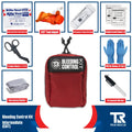 Red Bleeding Control Kit with Hemostatic Dressing and Wall Mount for emergency preparedness