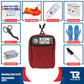 Red Bleeding Control Kit with black logo, includes hemostatic dressing and wall mount