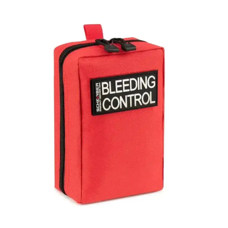 Red Scherber Public Access Bleeding Control Kit with black zipper and label