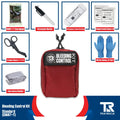 Red Bleeding Control Kit with Hemostatic Dressing and emergency supplies for wall mount