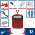Red Bleeding Control Kit pouch with crossed bandage logo for wall mount use