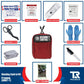 Red bleeding control kit with hemostatic dressing and first aid supplies, wall mount included