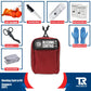 Red Bleeding Control Kit with hemostatic dressing pouch and crossed bandage logo wall mount