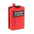 Red medical pouch labeled Bleeding Control in Scherber Public Access Bleeding Control Kit