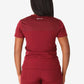 Red Women’s Tuckable One-Pocket Scrub Top displayed from the back