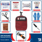 Red STOP THE BLEED Trauma Kit with QuikClot Premium and first aid supplies