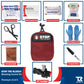 Red STOP THE BLEED medical trauma kit with QuikClot Premium and first aid supplies