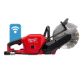 Red Milwaukee Fuel concrete saw with M18 Fuel bare tool and One-Key™ technology