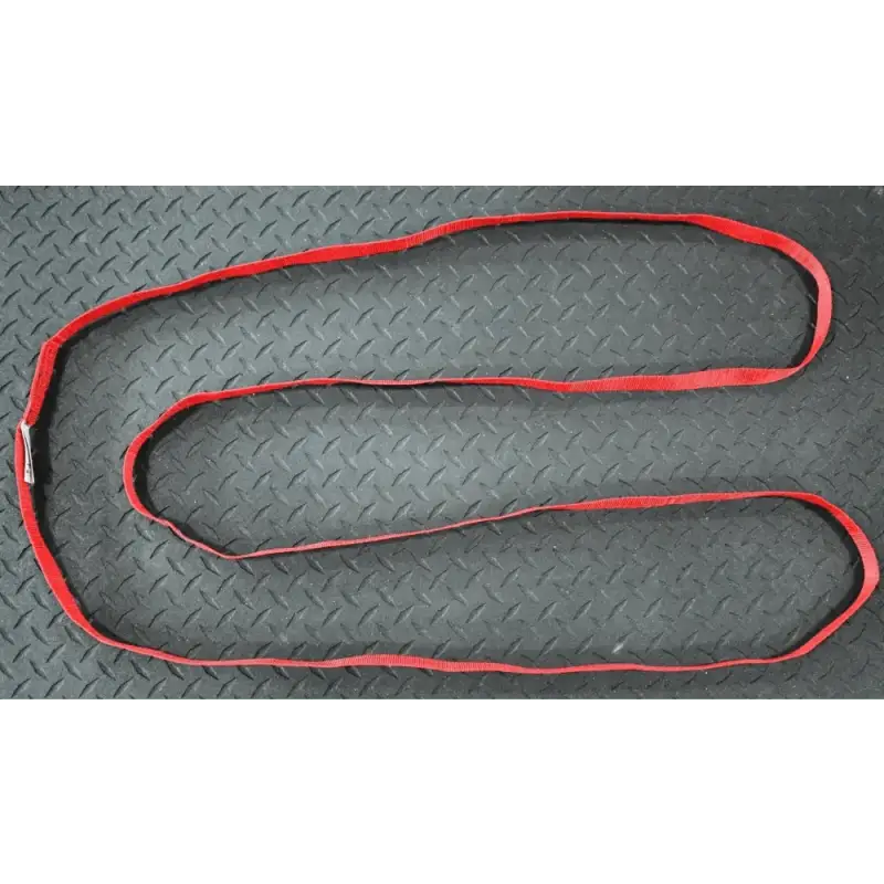 Red nylon rope in S-shape showcasing Multi-Use Sewn Webbing Loop 3 Foot Length