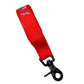 Red nylon firefighter glove strap with a black metal clip attachment for secure use