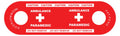 Red Ambulance Paramedic DoorJamm caution tag with white crosses and text