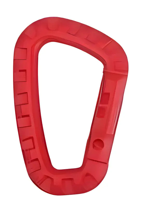 Red hard polymer D-Ring carabiner clip with notches, ideal for versatile use