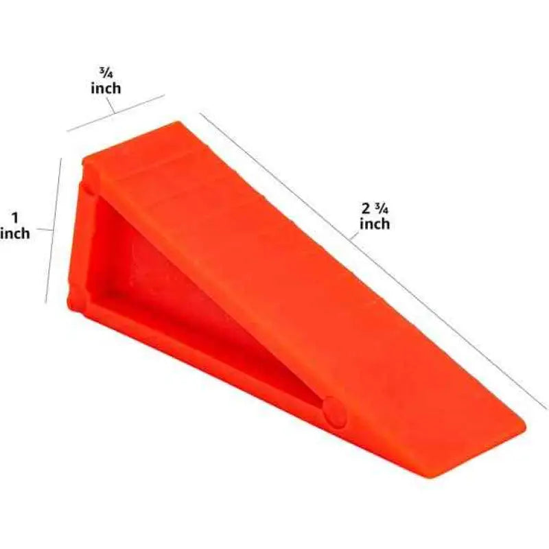 Red plastic door wedge with angled slope in Firefighter Door Stoper Safety Combo Wedge Pack