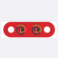 Red plastic tag with TW Technician logos for TekKnowledge Worldwide TKW DoorJamm