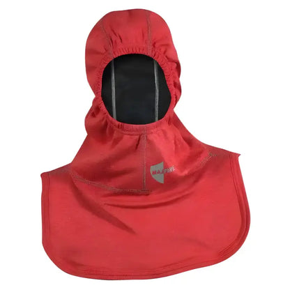 Red Majestic HALO 360 Hood with Nomex Blend and extended neck coverage for firefighters