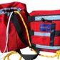 Red ARM-LOC Rescue System throw bags with yellow ropes for effective water rescues