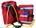 Red ARM-LOC Rescue System throw bags with yellow ropes for effective water rescues