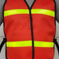 Red Budget Reflective Safety Vest featuring fluorescent yellow reflective stripes