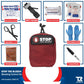 Red Stop the Bleed medical trauma kit pouch with QuikClot premium and first aid supplies