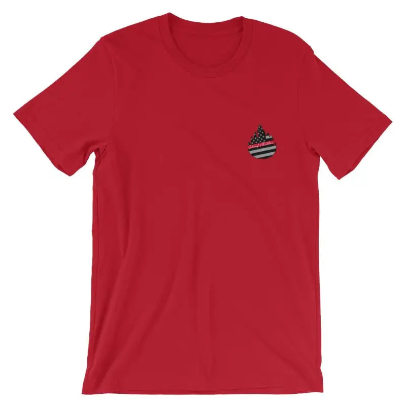 Red t-shirt with American flag emblem, Eagle - Short Sleeve, available in Athletic Heather