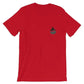 Red t-shirt with American flag emblem, part of Snake On A Stick collection